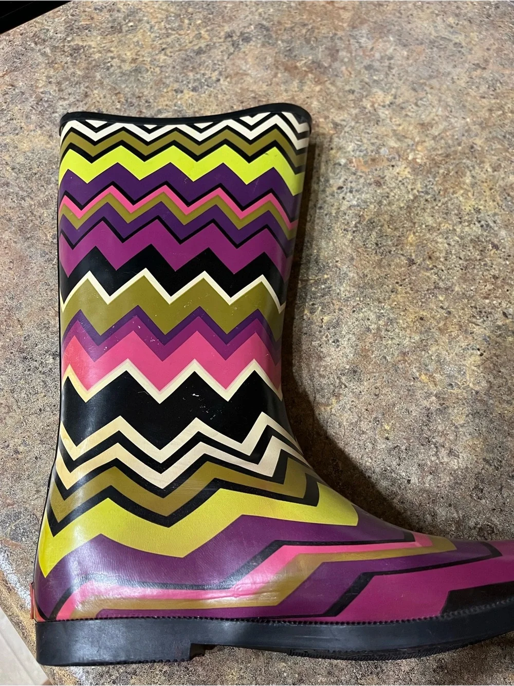 Missoni for Target Girls Chevron Rain Boots Size 5 Multicolor Waterproof Zig Zag